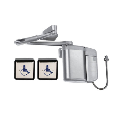 Norton - 5845-SQPB - ADAEZ PRO COMPLETE Door Operator Kit Push or Pull Side with Parallel or Regular Arm Door Operator and 2 Square Style Push Buttons - Grade 1 - 689 (Aluminum Painted)