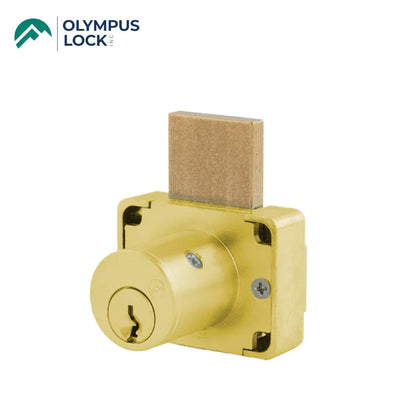 OLYMPUS LOCK - 600DW - Cabinet Deadbolt Drawer Lock - R Series - CCL R1 Keyway - Optional Cylinder Length - Key-Retaining - Optional Keying - Optional Handed - US4 (Satin Brass-606)