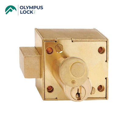 OLYMPUS LOCK - E5 Series - Enclosure Lock for NEMA Metal Traffic Control Boxes CR Keyway with Key (Lot of 2) - Polished Brass