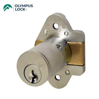 OLYMPUS LOCK - N078 - Cabinet/Furniture Deadbolt Door Lock - N Series National - Optional Cylinder Length - Long Bolt - Optional Keying - Optional Handed - US26D (Satin Chrome-626)