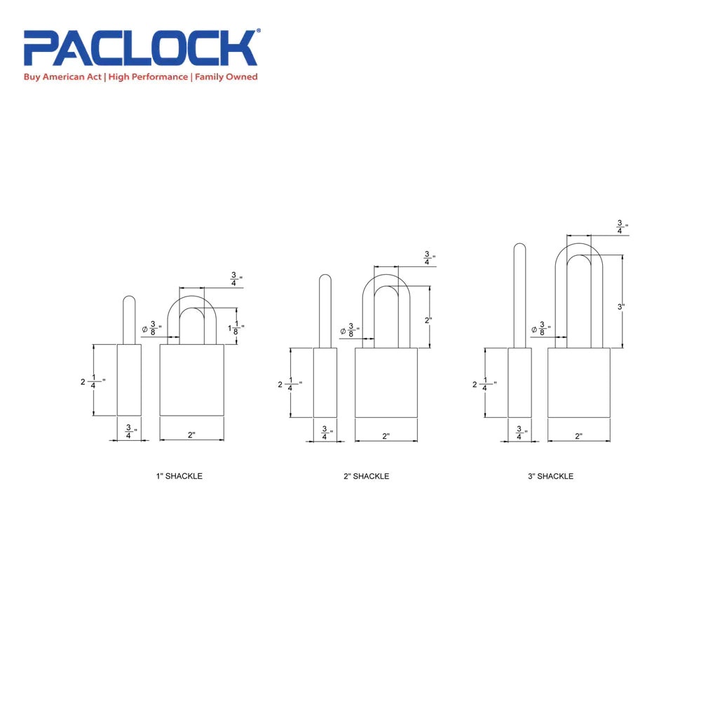 PACLOCK Heavy-Duty Aluminum Padlock with 3/4 Inch Shackle Spread 200A-