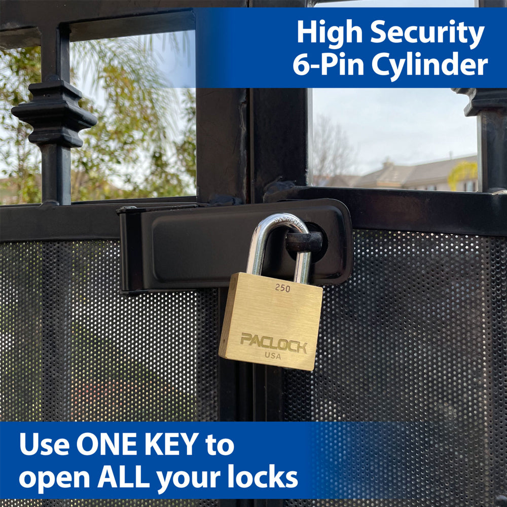 PACLOCK Heavy-Duty Brass Padlock with 3/4 Inch Shackle Spread and M1 K