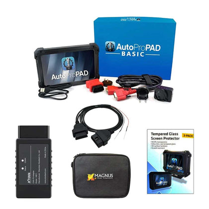 XTOOL AutoProPAD BASIC Transponder Programmer Bundle with CAN FD Adapter, Brute Force Power Cable 2018+, Screen Protector 7